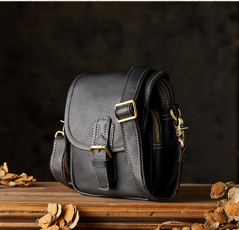 メンズショルダーバッグ 牛皮 手作りカジュアル スポーツ スマホポーチ男性用斜めがけバッグ