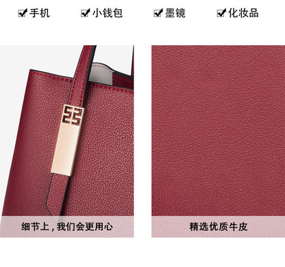 女性のハンドバッグ本革大容量斜め掛けバッグ牛革トートバッグファッション何とでも合うエレガントハンドバッグ.カバン