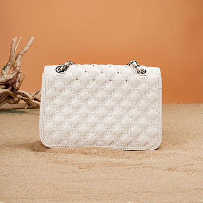 本革レディースバッグチェック柄チェーンバッグスクエアバッグシンプルエレガントショルダーバッグ.ポシェット