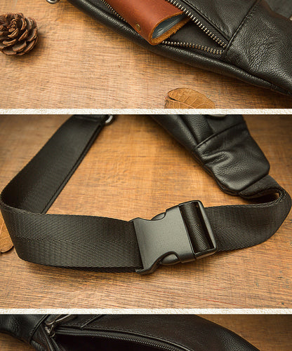 メンズバストバッグ手作り牛革本革製カジュアル携帯電話ウエストポーチスポーツアウトドア個性ファッション男性ショルダーバッグ斜めがけバッグ