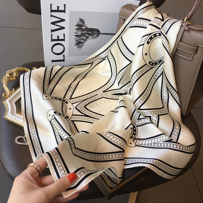 シルクスカーフプリント柄エレガントおしゃれなシルクの飾りネッカチーフマフラーレディーススカーフ