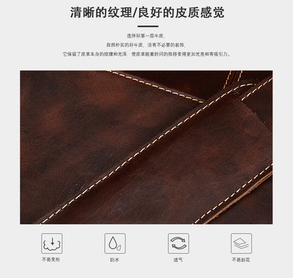 メンズハンドバッグブリーフケース牛革本革製レトロビジネス男性パソコンバッグ