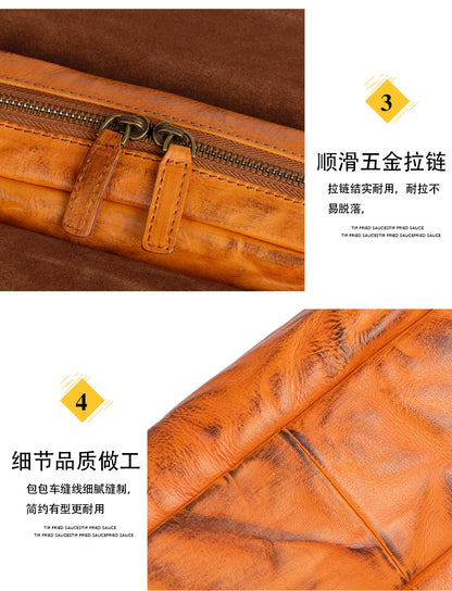 メンズショルダーバッグ牛革本革製レトロ男性斜めがけバッグ