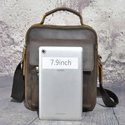 メンズショルダーバッグ牛革本革製レトロアウトドア旅行 男性用斜めがけバッグ