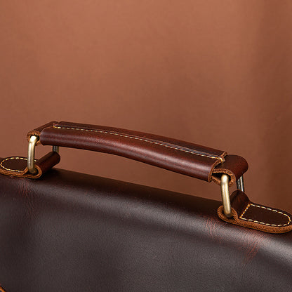 メンズブリーフケースハンドバッグ牛革本革製レトロビジネス男性用パソコンバッグ