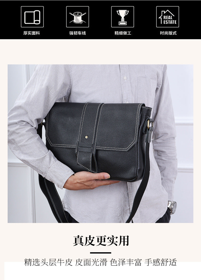 メンズショルダーバッグ牛革レトロ男性用斜めがけバッグメッセンジャーバッグ 