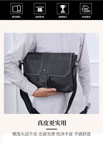 メンズショルダーバッグ牛革レトロ男性用斜めがけバッグメッセンジャーバッグ 