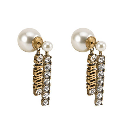 イヤリング大小パール字母柄ファッションロングペンダントピアス