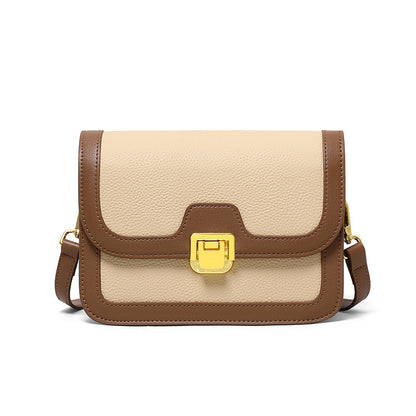 レディースバッグ斜め掛けバッグ高級感本革スクエアバッグカラーマッチング何とでも合うレトロショルダーバッグ.ポシェット