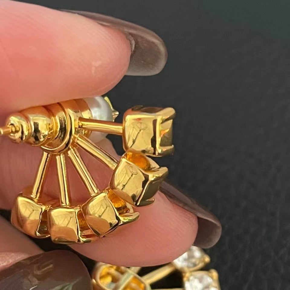 ピアスキュービックシャシレトロなイヤリング贅沢を軽んじる扇形ピアス