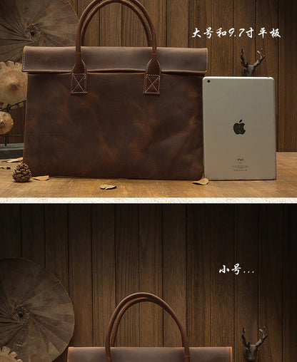 メンズ手提げかばん ハンドバッグ 手作業 韩国ファッション 牛革本革製 カジュアルビジネス用ブリーフケース薄型パソコンバッグ