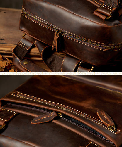 メンズリュック手作り牛革本革製クレイジー・ホースレトロ大容量 パソコンバッグカジュアルファッション出張旅行かばん