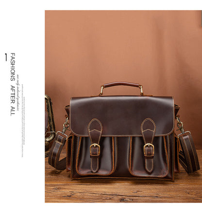 メンズブリーフケースハンドバッグ牛革本革製レトロビジネス男性用パソコンバッグ
