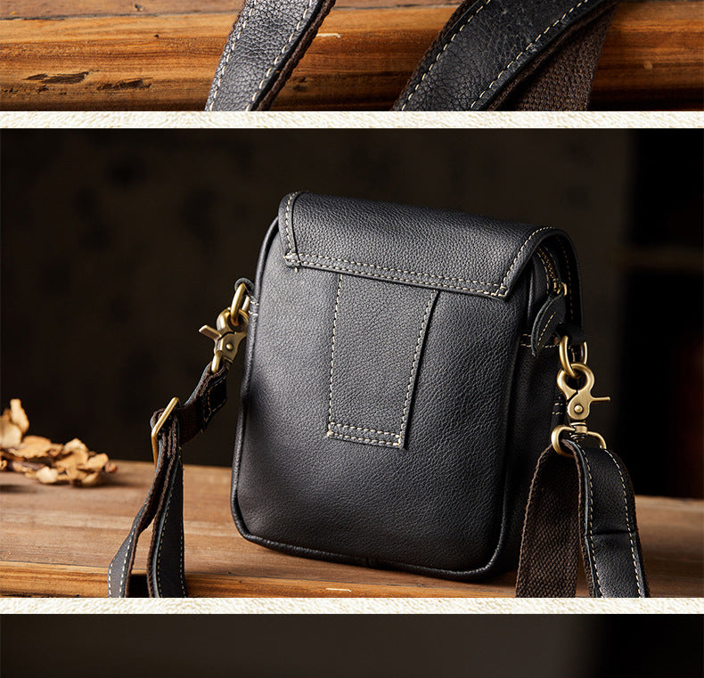 メンズショルダーバッグ 牛皮 手作りカジュアル スポーツ スマホポーチ男性用斜めがけバッグ