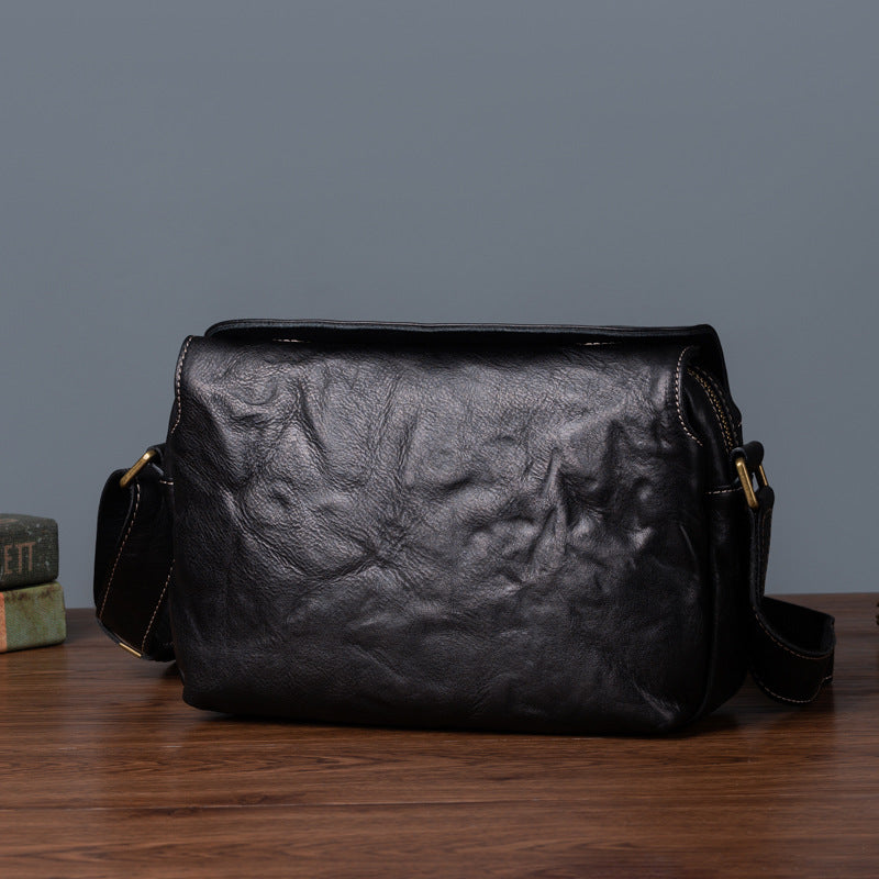メンズショルダーバッグ牛革本革製レトロ男性斜めがけバッグ