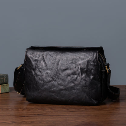 メンズショルダーバッグ牛革本革製レトロ男性斜めがけバッグ
