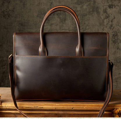 メンズハンドバッグ手提げかばん手作業牛皮本革製クレイジー・ホース斜めがけショルダーバッグ男性用OLビジネスカジュアルブリーフケースパソコンバッグ
