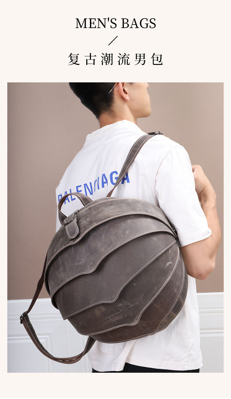 メンズリュック牛革本革製クレイジー・ホース個性ファッションビートルズカジュアル男性用旅行かばん
