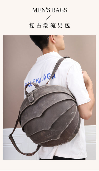 メンズリュック牛革本革製クレイジー・ホース個性ファッションビートルズカジュアル男性用旅行かばん
