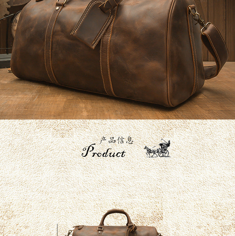 メンズ旅行かばん 大容量 牛革 クレイジー・ホース 手作業 レトロ 斜めがけ手提げかばん ファッション男性用荷物かばん