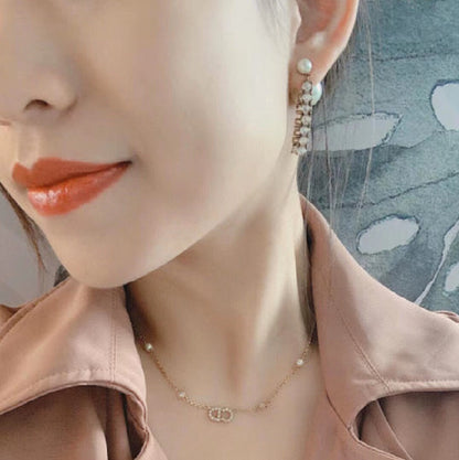 イヤリング大小パール字母柄ファッションロングペンダントピアス