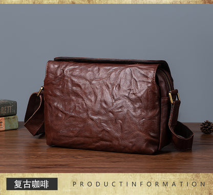 メンズショルダーバッグ牛革本革製レトロ男性斜めがけバッグ