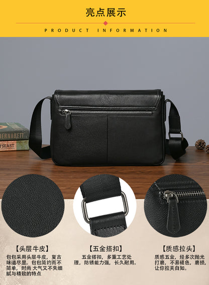 メンズショルダーバッグ牛革本革製カジュアルビジネス 男性斜めがけバッグ