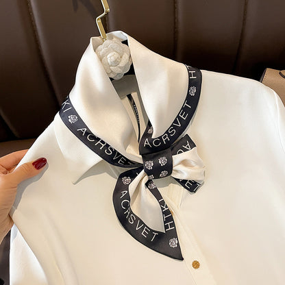 スカーフ字母柄二重サテンクロスオーバスカーフファッションエレガント気質何とでも合うネッカチーフ