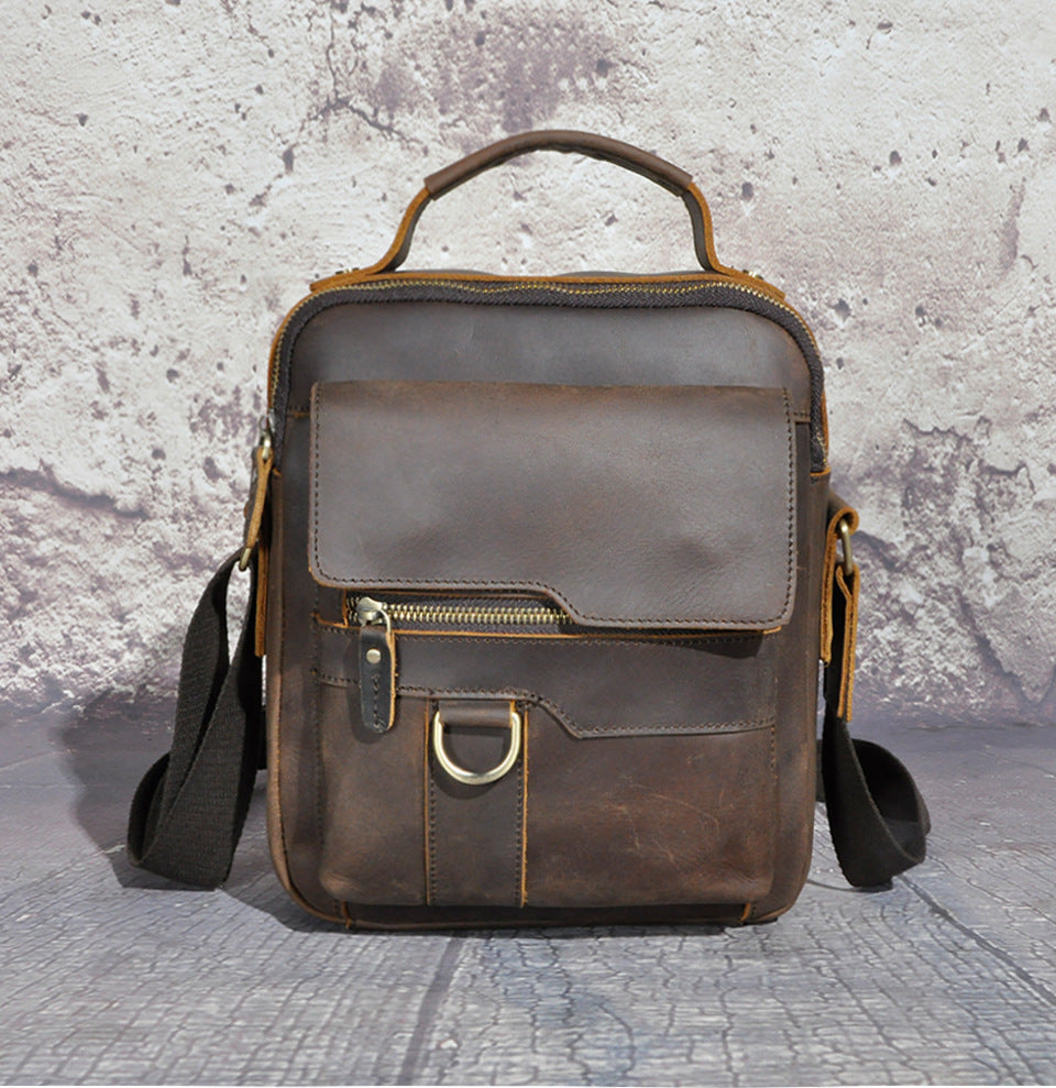 メンズショルダーバッグ牛革本革製レトロアウトドア旅行 男性用斜めがけバッグ