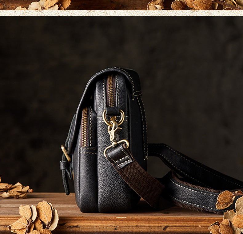 メンズショルダーバッグ 牛皮 手作りカジュアル スポーツ スマホポーチ男性用斜めがけバッグ