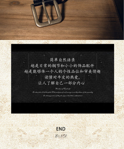 メンズベルト 牛革本革製 手作り 針バックル シンプルカジュアル ヴィンテージファッション男性用ベルト