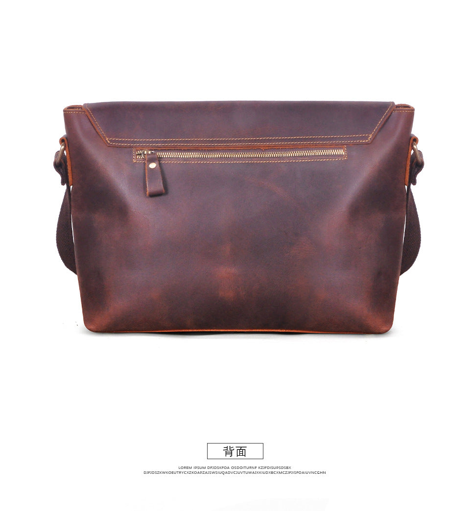 メンズ斜めがけバッグ牛革本革製レトロ男性用ショルダーバッグ
