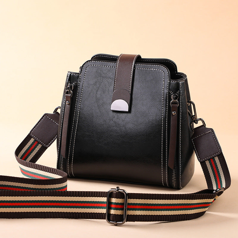 本革バケツバッグ斜め掛けバッグレディースファッションブロードバンドシンプルショルダーバッグ.ポシェット