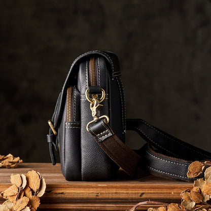 メンズショルダーバッグ 牛皮 手作りカジュアル スポーツ スマホポーチ男性用斜めがけバッグ