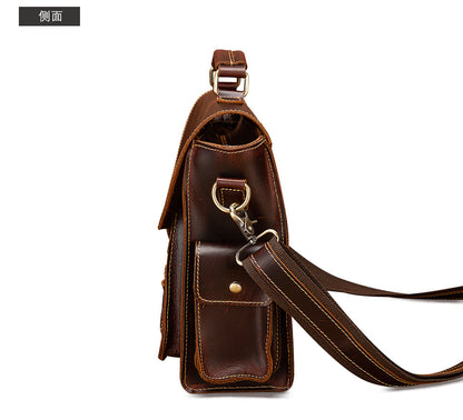 メンズブリーフケースハンドバッグ牛革本革製レトロビジネス男性用パソコンバッグ