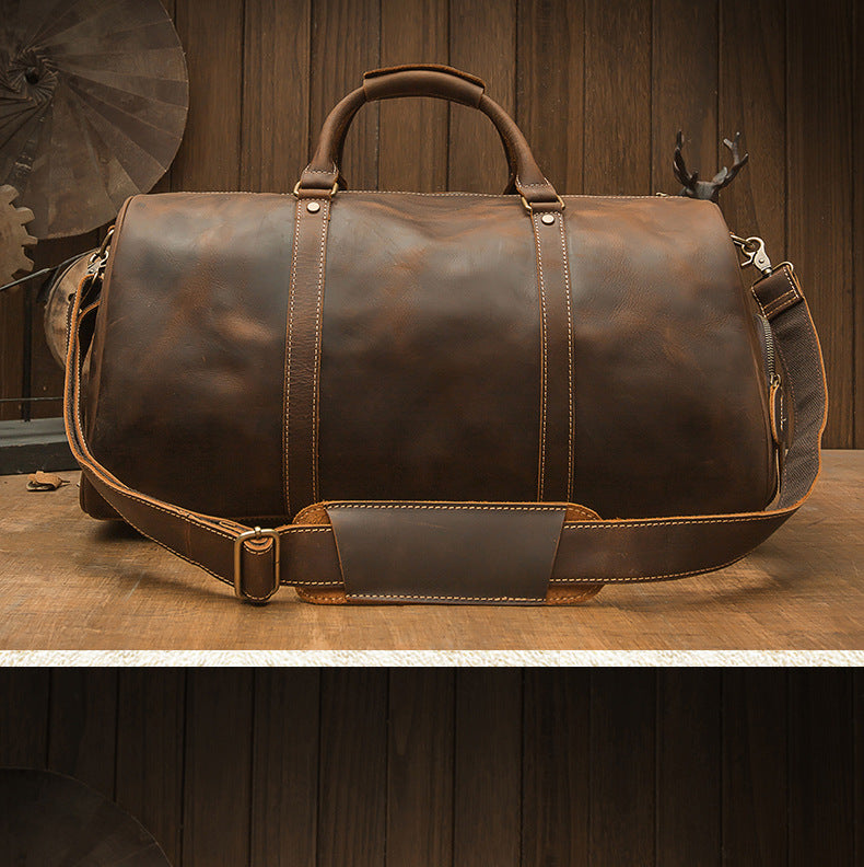 メンズ旅行かばん 大容量 牛革 クレイジー・ホース 手作業 レトロ 斜めがけ手提げかばん ファッション男性用荷物かばん