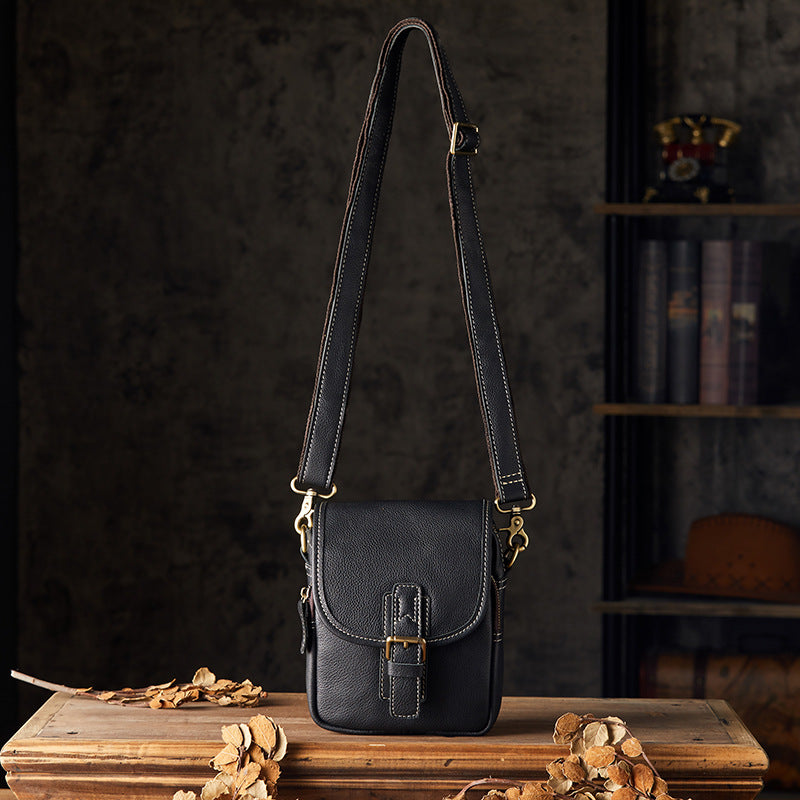 メンズショルダーバッグ 牛皮 手作りカジュアル スポーツ スマホポーチ男性用斜めがけバッグ