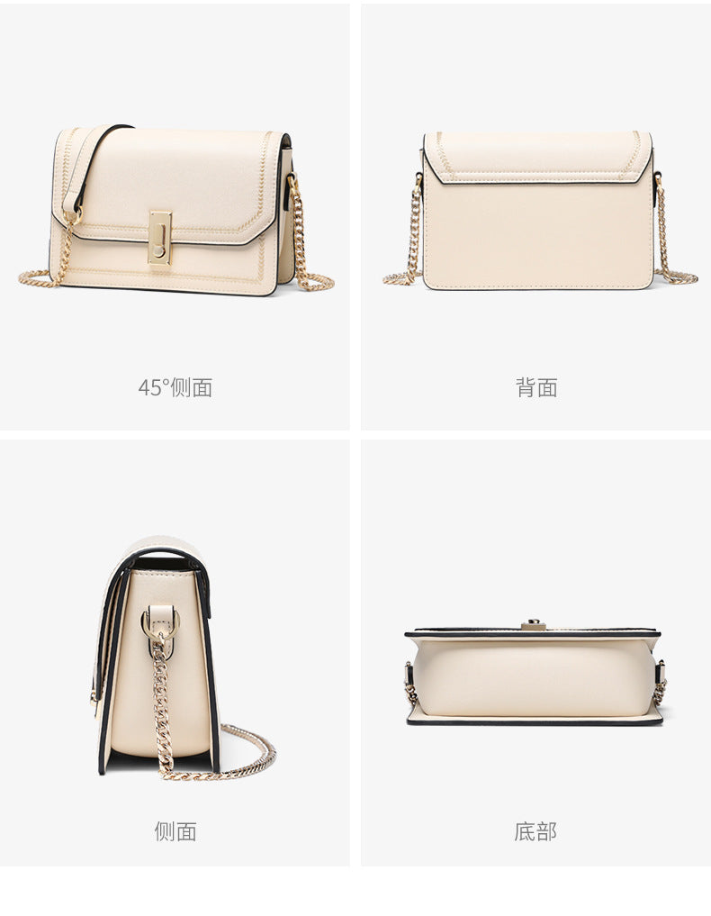 本革の斜めショルダーバッグ小物バッグおしゃれで高級感のチェーンバッグシンプルスクエアバッグショルダーバッグ.ポシェット
