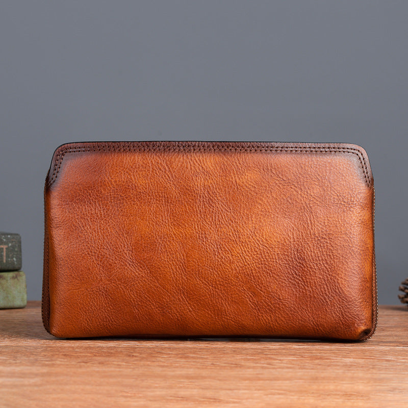 メンズクラッチバッグ牛革本革製実用レトロカジュアル男性バッグ