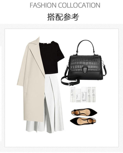 本革レディースバッグ鰐柄ハンドバッグファッション軽量贅沢牛革ショルダーバッグ通勤ハンドバッグ.カバン