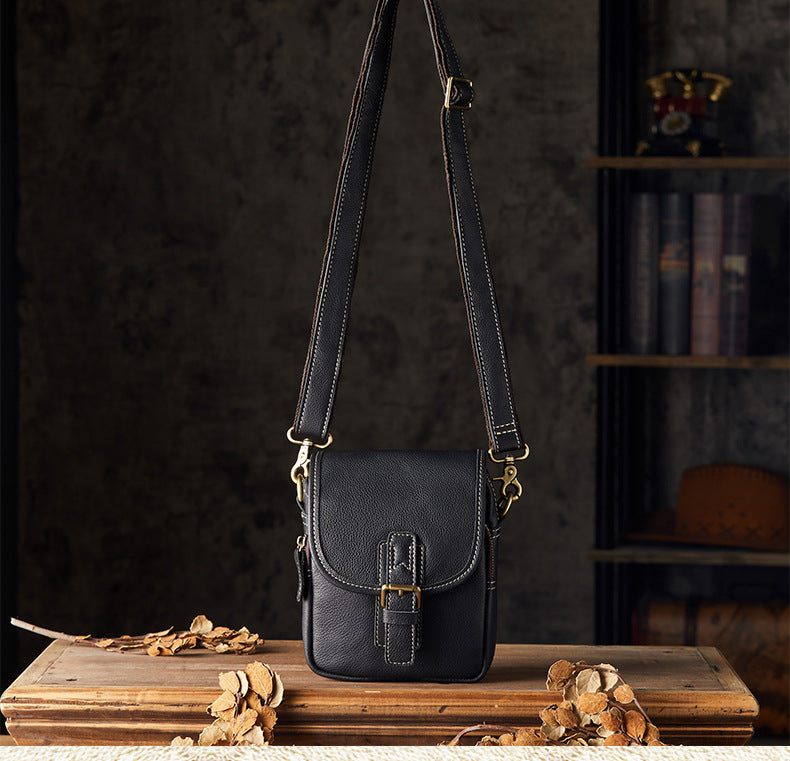 メンズショルダーバッグ 牛皮 手作りカジュアル スポーツ スマホポーチ男性用斜めがけバッグ