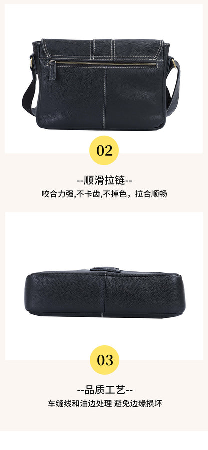 メンズショルダーバッグ牛革レトロ男性用斜めがけバッグメッセンジャーバッグ 