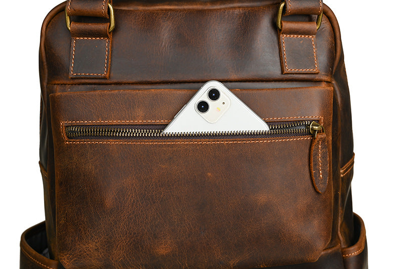 メンズリュック牛革本革製大容量アウトドアカジュアル男性用旅行かばんパソコンバッグ