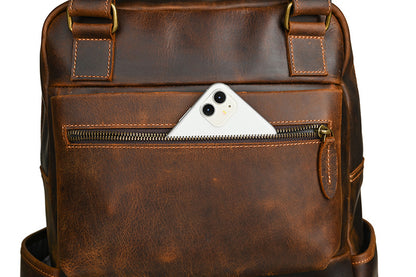 メンズリュック牛革本革製大容量アウトドアカジュアル男性用旅行かばんパソコンバッグ