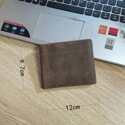メンズ短財布2つ折り牛革レトロファッション男性用ウォレット