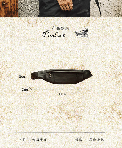 メンズバストバッグ手作り牛革本革製カジュアル携帯電話ウエストポーチスポーツアウトドア個性ファッション男性ショルダーバッグ斜めがけバッグ