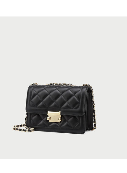 本革バッグレディース斜め掛けバッグチェック柄チェーンバッグスクエアバッグファッション何とでも合うショルダーバッグ.ポシェット