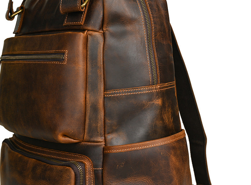 メンズリュック牛革本革製大容量アウトドアカジュアル男性用旅行かばんパソコンバッグ