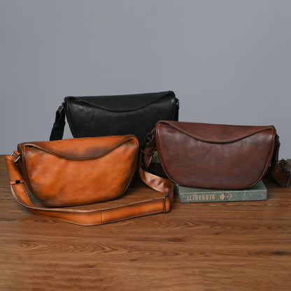 メンズショルダーバッグ牛革本革製カジュアルビジネス男性用斜めがけバッグ