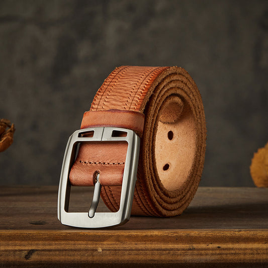 メンズベルト手作りファッションカジュアルステンレス製針バックル男性用ベルト